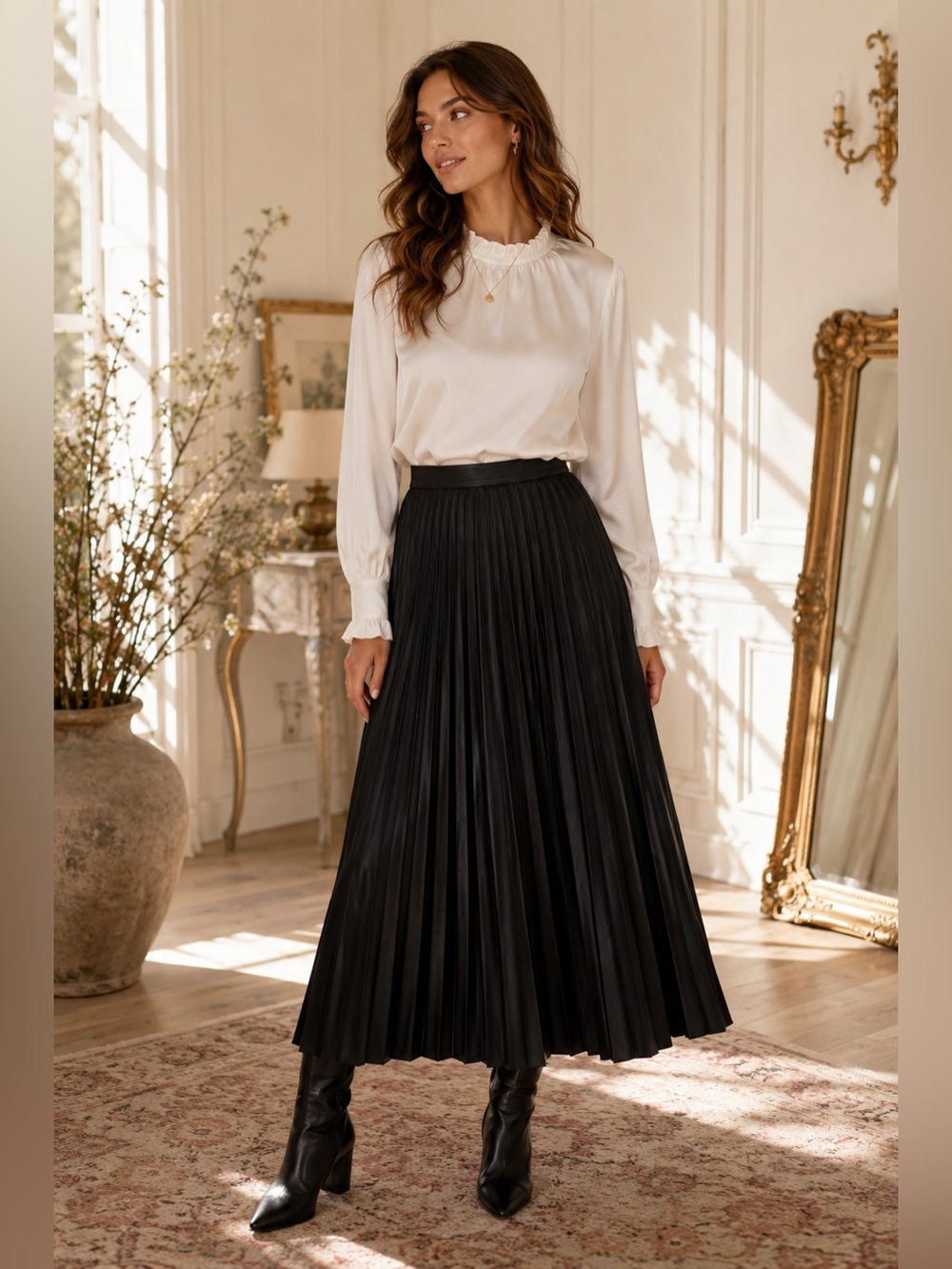 Elegant Black Pleated Skirt